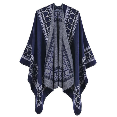 Poncho Femme Cœur - bleu