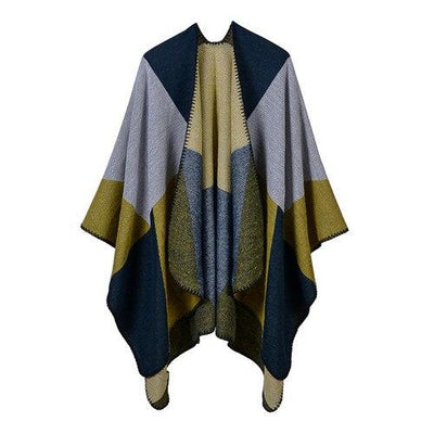 Poncho Femme Elégante Géométrie - Jaune