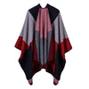 Poncho Femme Elégante Géométrie - Noir & Rouge