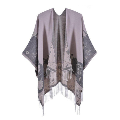 Poncho Femme Fleur Franges - 3