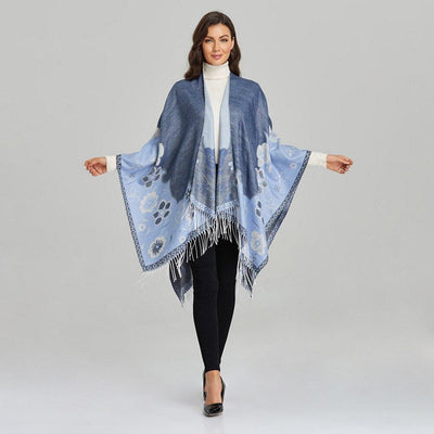 Poncho Femme Fleur Franges