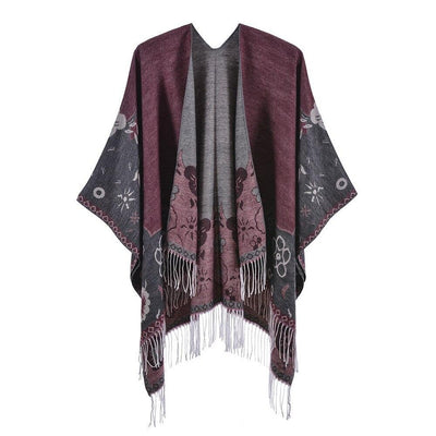 Poncho Femme Fleur Franges - 5