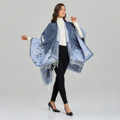 Poncho Femme Fleur Franges