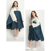 Poncho Femme Imperméable - Bleu océan & Blanc