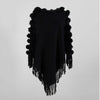 Poncho Femme Pompon - noir