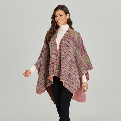 Poncho Femme Rayure Vintage