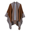 Poncho Femme Rayures - camel