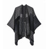 Poncho Femme Rayures & Carreaux - noir
