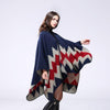 Poncho Femme Zig Zag - bleu & rouge