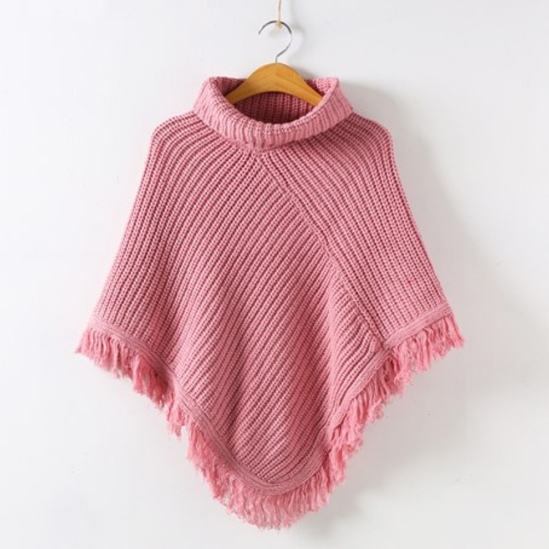 Poncho Fille Tricot Rose - 5 ans