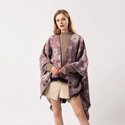 Poncho Fleuri Femme