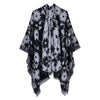 Poncho Fleuri Femme - noir & blanc