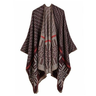 Poncho Original Femme Hiver - Café