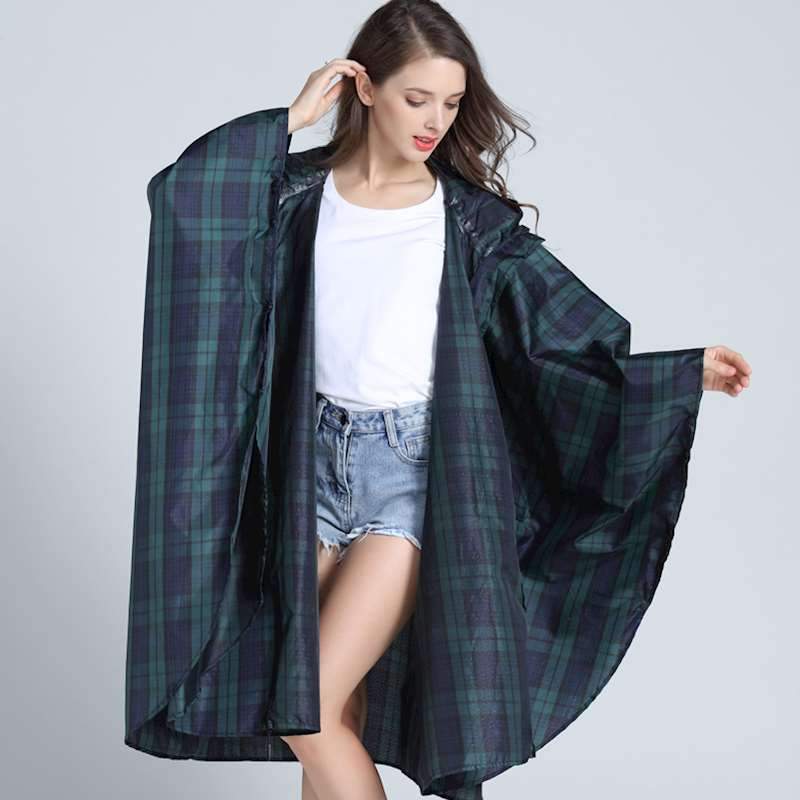 Poncho Pluie Carreaux Ecossais - Carreaux Vert / L