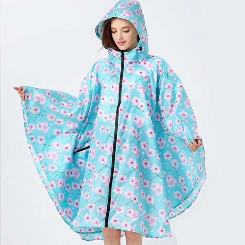 Poncho Pluie Femme Sakura - Bleu Clair