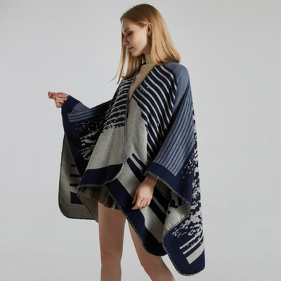 Poncho Rayure Femme
